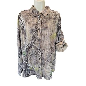 Women Magellan camo packable Vented roll tab sleeve hunting top XL